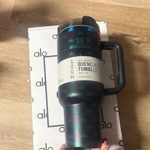 Stanley Black Tumbler with Blue Alo Accents
